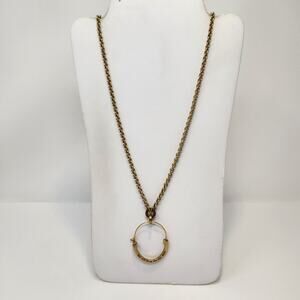 Juicy Couture Gold Tone Charm Holder Long Chain Necklace Y2K 90s 2000s Jewelry